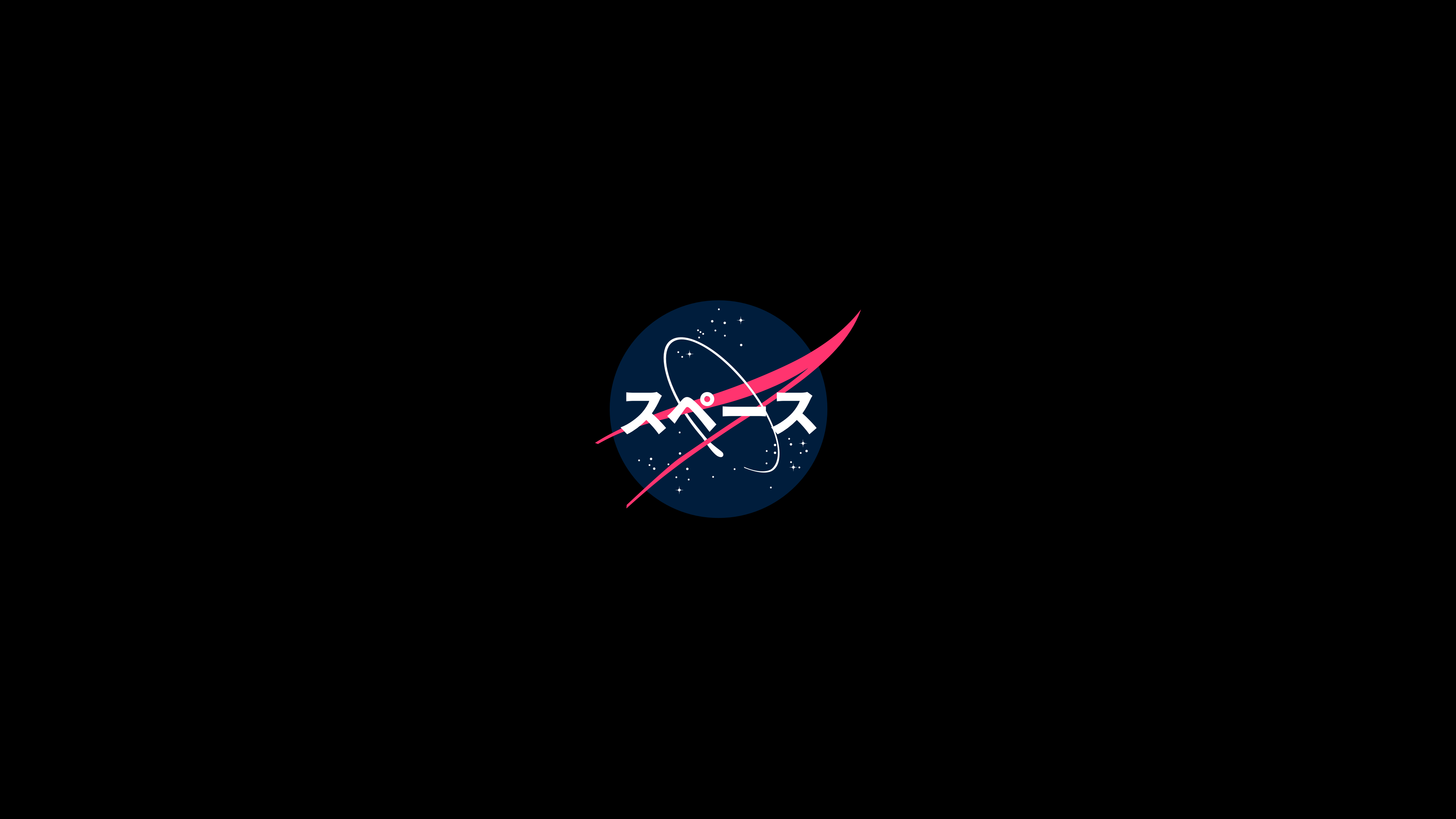 This meme is an image of the NASA logo, but with the "A" replaced with a kanji character (, which means "peace"). The text "NASA" is written in Japanese, indicating that the logo has been "translated" to a language that is not its native language.